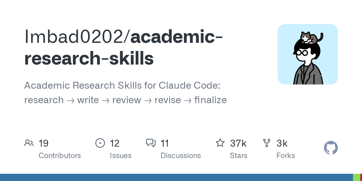 Academic Research Skills — screenshot from the official GitHub repository